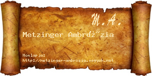 Metzinger Ambrózia névjegykártya